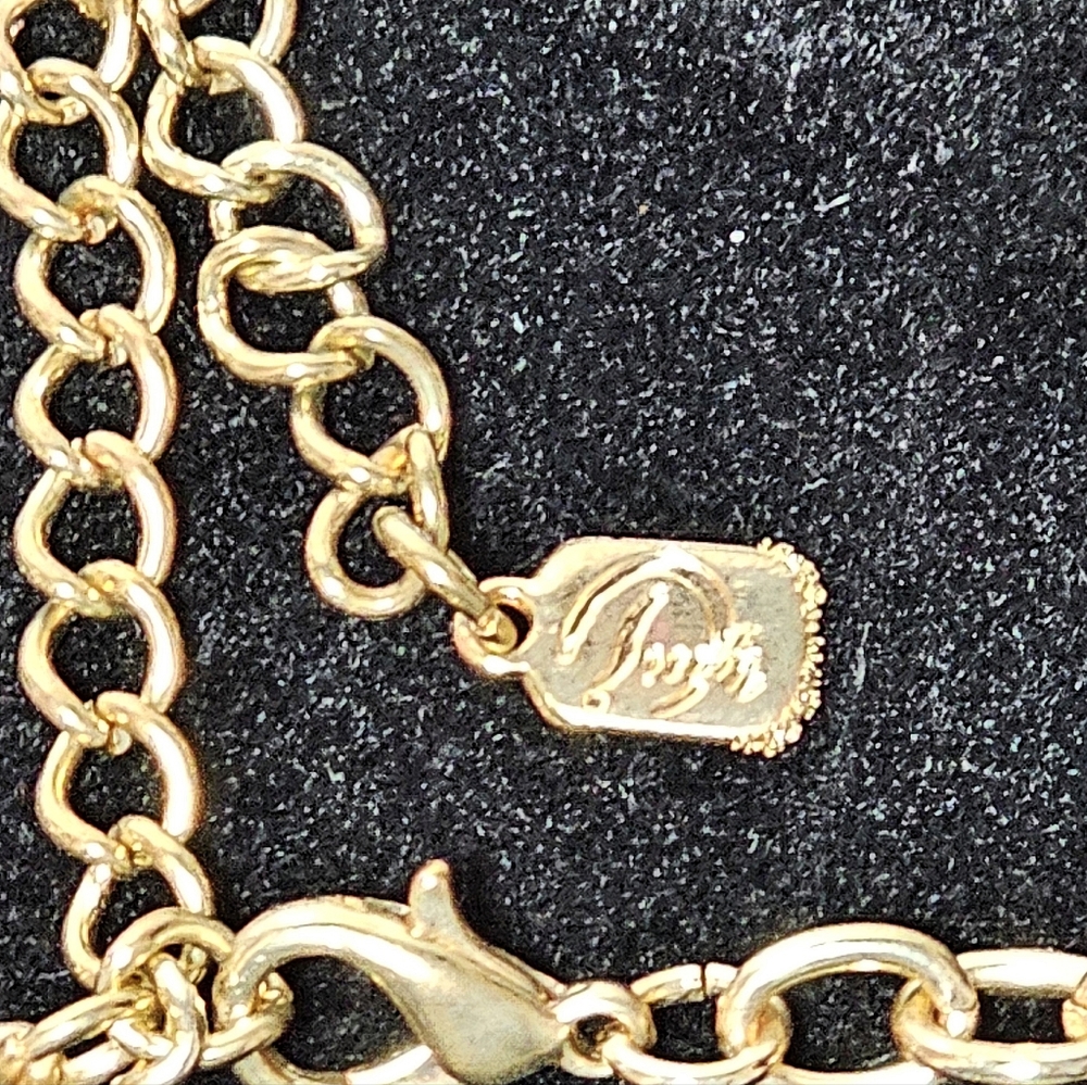 Linked Statement Necklece W Earrings Set Faux Pea… - image 7